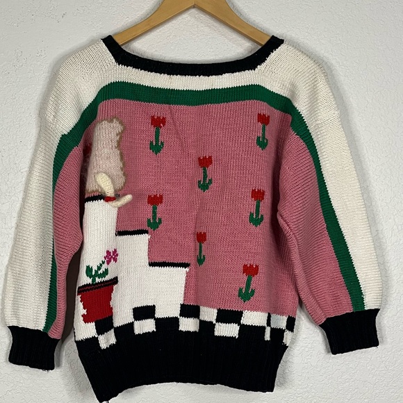 Vintage BEREK Hand Knit Teddy Bear and Cat knitted sweater Unique Rare - Picture 2 of 10